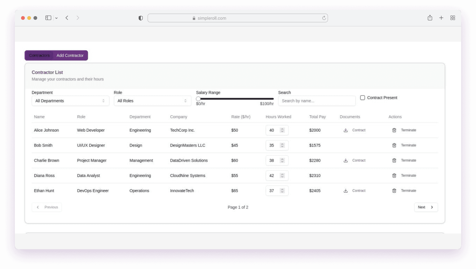 Simpleroll Dashboard